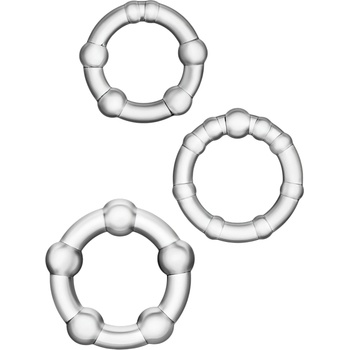 Blush Novelties Stay Hard - разнообразен комплект пръстени за пенис - 3 бр (прозрачни)