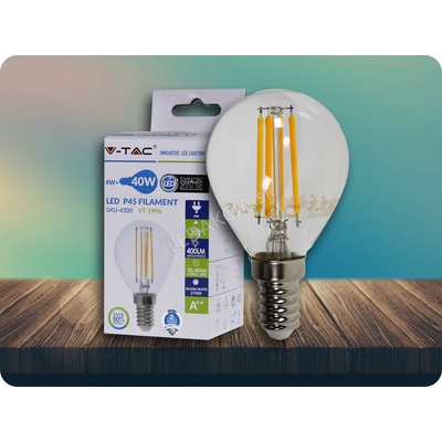 V-TAC E14 LED Retro Filament žiarovka 4W, p45 Denná biela