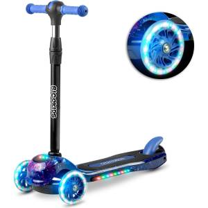 RicoKids Piko триколесен скутер с LED светлини - черно-синьо (TE765012) Тротинетка, скутер