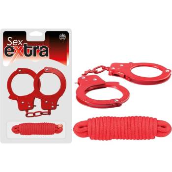 Image 1 of Въже за робство и метални белезници - Metal Cuffs & Love Rope Red (NMC0002372)