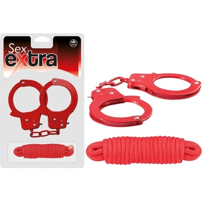 Въже за робство и метални белезници - Metal Cuffs & Love Rope Red (NMC0002372)
