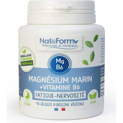 Nat&Form Морски магнезий + Витамин B6, 40 капсули, Nat&Form (001809 (MAGB6_40))