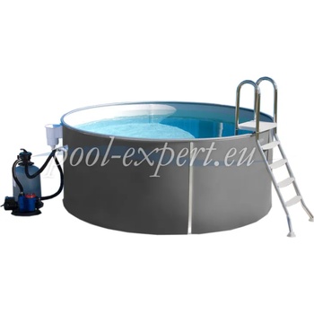 PoolExpert Пълен пакет кръгъл басейн "Grey style" 350 x 120 см