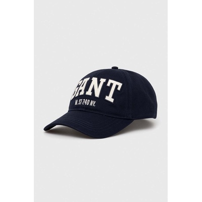 Gant Памучна шапка с козирка Gant в тъмносиньо с апликация (9900220)