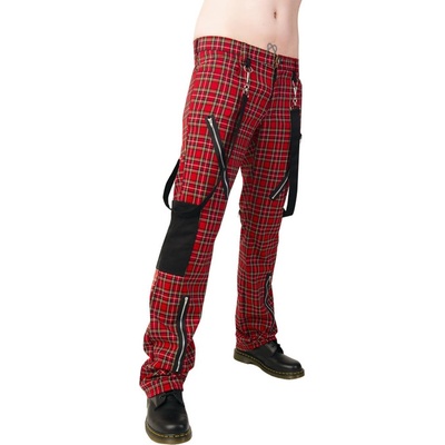 Black Pistol kalhoty gothic Punk Pants Tartan Red-Green