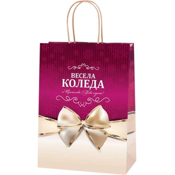 Image 1 of Екстрапак 24 х 33 см подаръчна луксозна хартиена чанта с декор "Весела Коледа (35834)