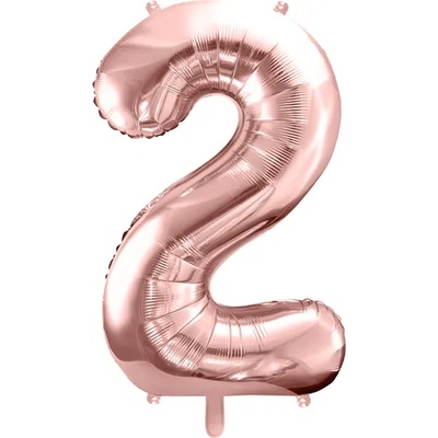 PartyDeco Балон от фолио - число 2 розово златен 86 см