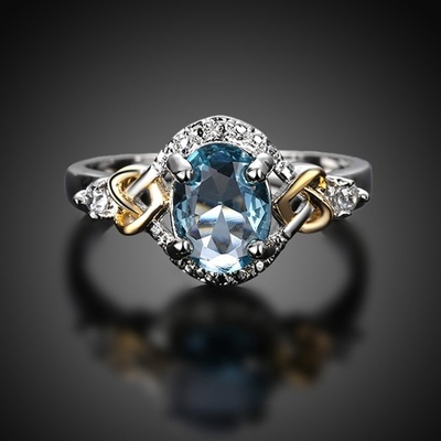 Sisi Jewelry Prsten Swarovski Elements Santini Luxus a srdíčko P1003 TBB 2058 Světle modrá