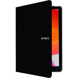 SwitchEasy CoverBuddy Folio Case - кожен кейс с поставка и отделение за Apple Pencil за iPad 7 (2019), iPad 8 (2020) (черен)