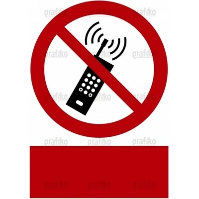 Grafiko | Zákaz používání mobilního telefonu - Text obrázku (tabulka s vlastním textem), Materiál Magnetická fólie, Rozměr 210x148mm