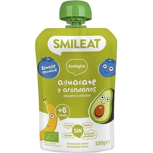 Smileat пауч ябълка, банан, авокадо и боровинки 6M+, БИО, 100 гр