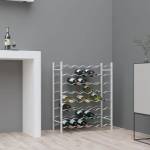 vidaXL Стойка за вино за 48 бутилки, бяла, метал (340908)