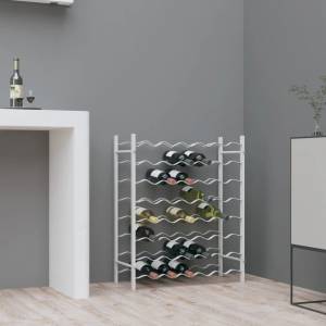vidaXL Стойка за вино за 48 бутилки, бяла, метал (340908)