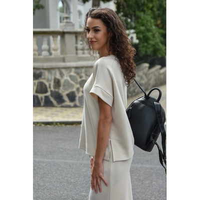 Vero Moda TRIČKO S NETOPÝŘÍMI RUKÁVY BÉŽOVÉ