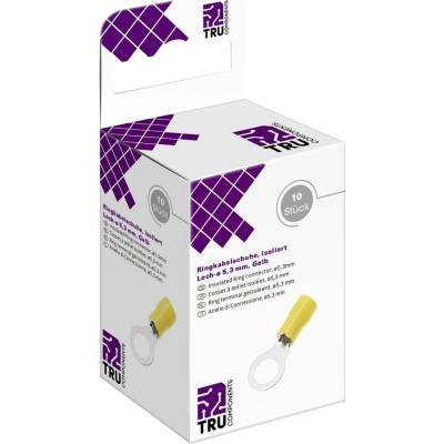 TRU COMPONENTS T2010C294 guľaté káblové oko Prierez=6.0 mm² Ø otvoru=5.3 mm čiastočne izolované žltá 10 ks