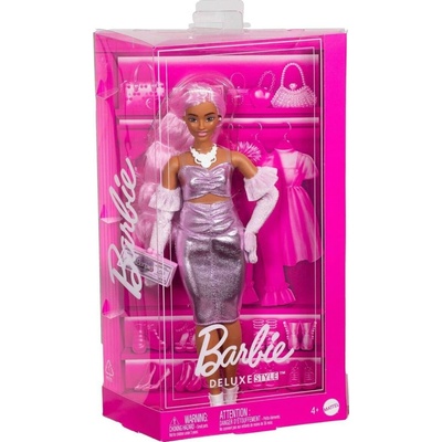 Barbie Deluxe modelka Metalické šaty
