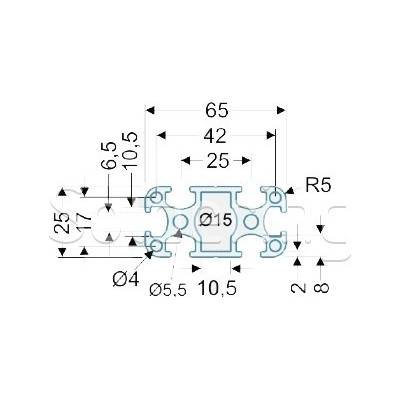 Univerzální profil PU50, přírodně eloxovaný, 50x25mm, 1000 mm - 105002483
