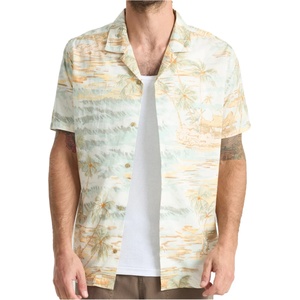 Roark Мъжка риза с копчета Roark Gonzo S/S Woven Shirt - Seafoam (033-3046-0112)