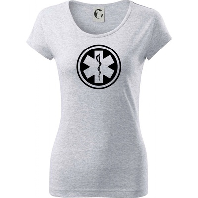 Rescue logo samostatné guľaté Pure dámske tričko Svetlosivý melír