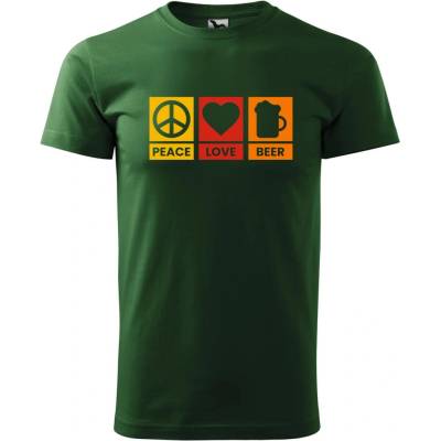 Dobrý Triko pánské tričko Peace Love beer Lahvově zelená – Hledejceny.cz