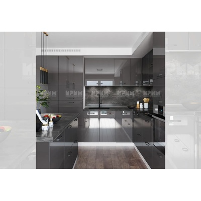 IRIM Ъглова кухня Сити 959 бяло гладко / антрацит гланц с термоплот