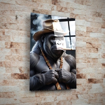 Art gift Стъклено АРТ пано - Каубой Горила