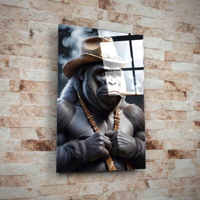 Art gift Стъклено АРТ пано - Каубой Горила