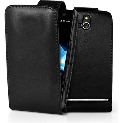 Sony ST25i Xperia U Flip Калъф Черен + Протектор