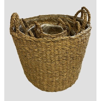 Vingo Úložný box z mořské trávy s igelitovou vložkou 44 cm