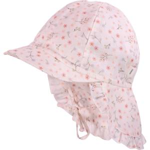 maximo Шапка с козирка maximo Baby Girl's Peak Cap with Short Neck Protector + Tie Cap - Wollweiß / Blümchen - размер 45 cm (904-6330-0211)