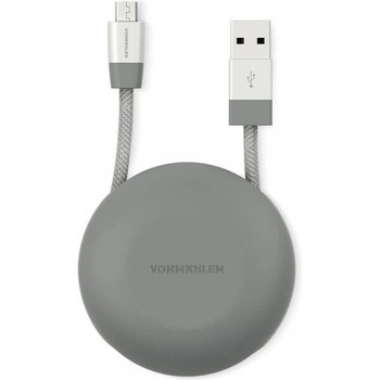 Vonmahlen Premium Cable USB-A to microUSB - USB-A към microUSB 2.0 плетен кабел за устройства с USB-C порт (100 см) (сребрист) (E070P0004)