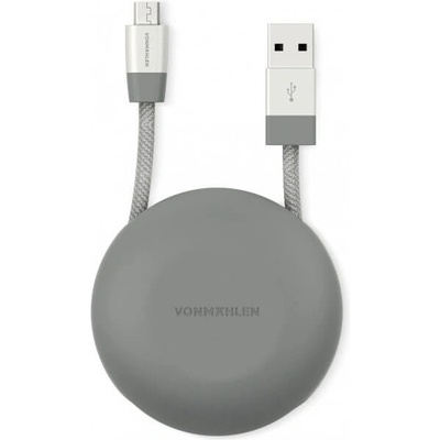 Vonmahlen Premium Cable USB-A to microUSB - USB-A към microUSB 2.0 плетен кабел за устройства с USB-C порт (100 см) (сребрист) (E070P0004)