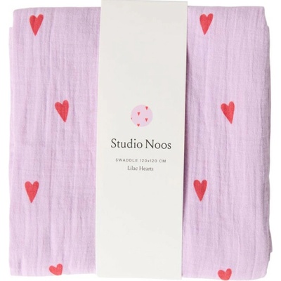 Studio Noos Swaddle zavinovačka Print Large Purple Hearts