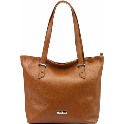MiaMore dámska kožená kabelka 01-058 Dollaro Shopperbag vo farbe Dark Caramel Cognac