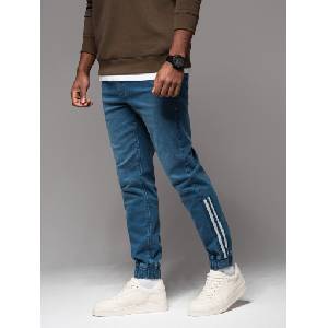 Ombre Clothing Мъжки дънкови спортни панталони с кант - сини V3 OM-PADJ-0156 Ombre Clothing Ombre Clothing | Sin | МЪЖЕ | 34/32