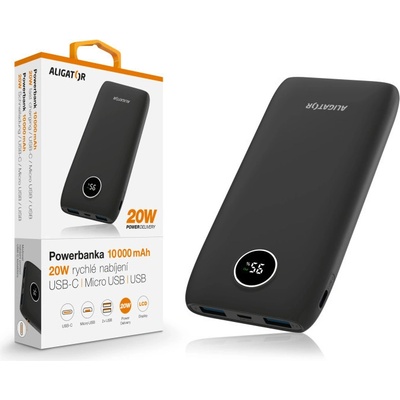 ALIGATOR Power Delivery 20W, rychlé nabíjení, 10 000 mAh, černá 8596426108540
