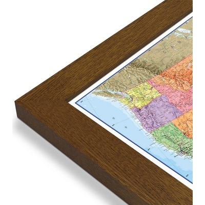 Maps International USA - nástěnná politická mapa 120 x 100 cm Varianta: mapa v dřevěném rámu, Provedení: Pegi tmavý ořech