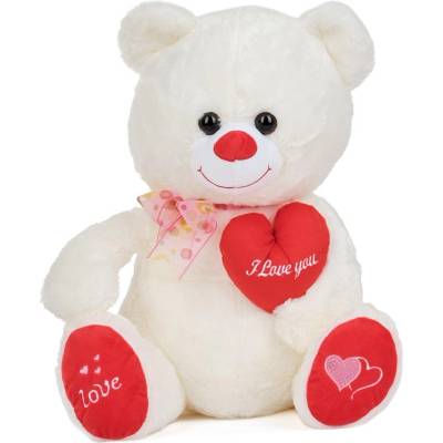 Tea Toys Плюшено мече със сърце Tea I Love You, 47 см, Бял