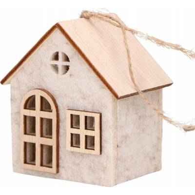 Emized Domček z plsti béžový - závesná ozdoba 7,5x5x8,5cm
