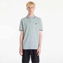 Fred Perry The Twin Tipped Polo short sleeve Tee Silver Blue/ Dark Caramel/ black