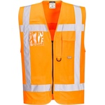 Portwest rws r476 / Светлоотразителна жилетка с цип за мениджъри с държач за лична карта - hv оранжева l (r476orrl)