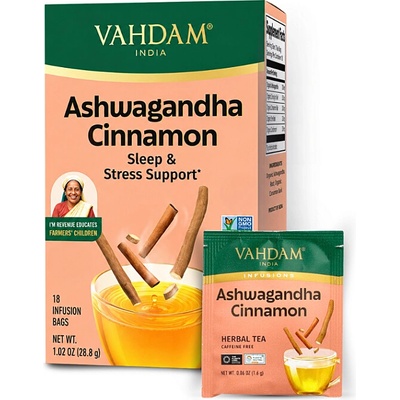 VAHDAM Ashwagandha Cinnamon 18 sáčků bylinný čaj 28,8 g