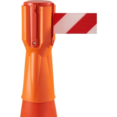 Kazeta na dopravní/silniční kužely Tensacone, oranžová – červeno-bílé pásmo 3,65 m