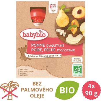 Babybio Kapsička jablko hruška broskyňa 4 x 90 g