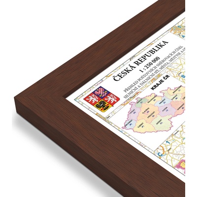 Excart Maps ČR - nástěnná mapa PSČ 200 x 140 cm Varianta: mapa v dřevěném rámu, Provedení: Pegi višeň
