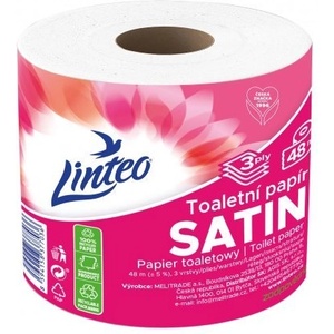 Linteo Тоалетна хартия Linteo - бяла, 3-слойна, единична ролка, 48 м