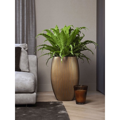 Capi Kvetináč Nature Groove Vasse elegant deluxe black gold 39x60 cm