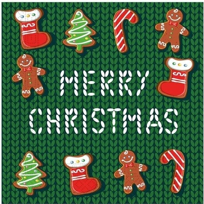 Procos Vánoční papírové ubrousky 3V merry christmas 33x33cm