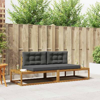 vidaXL Комплект дивани за открито 2 Брой Натурален и Антрацит (3368125)