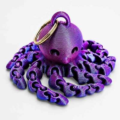 Přívěsek na klíče Svíčkománie3D 3D Flexi chobotnice Fialovo modrá lesklá